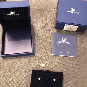 Swarovski gold heart necklace set